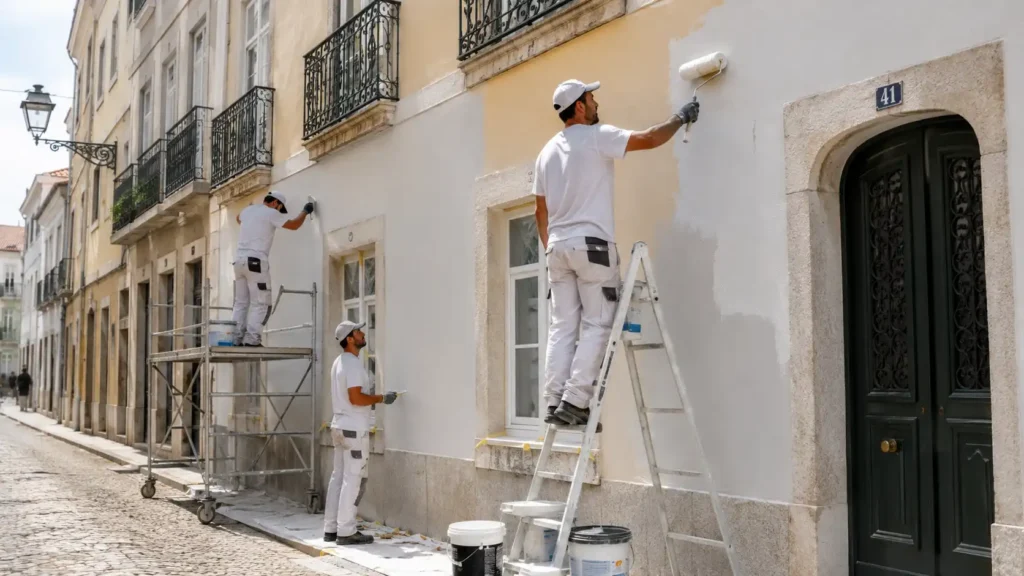 Preparação de fachada para pintura exterior em Lisboa